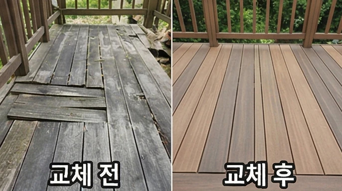 방부목데크 수리 후