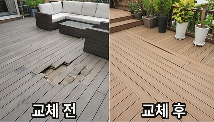 방부목데크 수리 전